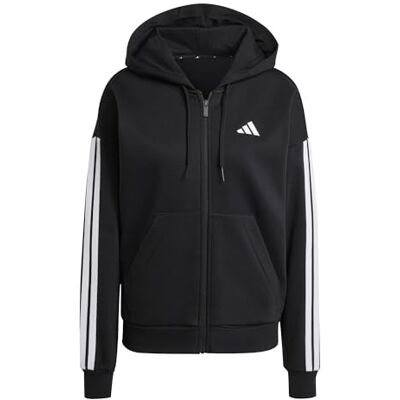 adidas dam Essentials 3-Stripes Full-Zip Fleece Hoodie Sweatshirt, black, XXL adidas dam Essentials 3-Stripes Full-Zip Fleece Hoodie Sweatshirt, black, XXL