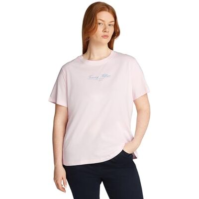 Tommy Hilfiger kvinnors CRV REG SCRIPT C-NK TEE SS WW0WW46073, rosa, 48, Rosa (ljusrosa), 48 Tommy Hilfiger kvinnors CRV REG SCRIPT C-NK TEE SS WW0WW46073, rosa, 48, Rosa (ljusrosa), 48