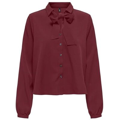 ONLY Onlnova Life Vis L/S Tyla Bow Top, Cabernet, M ONLY Onlnova Life Vis L/S Tyla Bow Top, Cabernet, M
