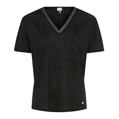 Brax Style Caelen enfärgad T-shirt i linne, 02 svart, 44 Brax Style Caelen enfärgad T-shirt i linne, 02 svart, 44