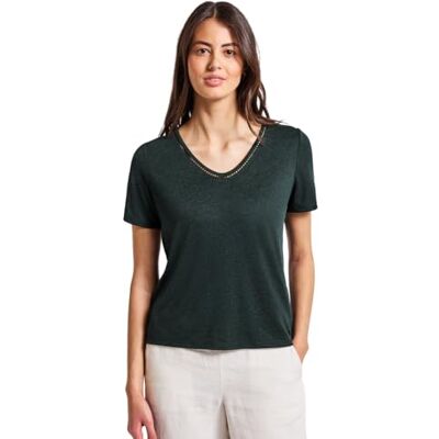 Street One dam-linne-look T-shirt, Pine Grove Green, 38 Street One dam-linne-look T-shirt, Pine Grove Green, 38