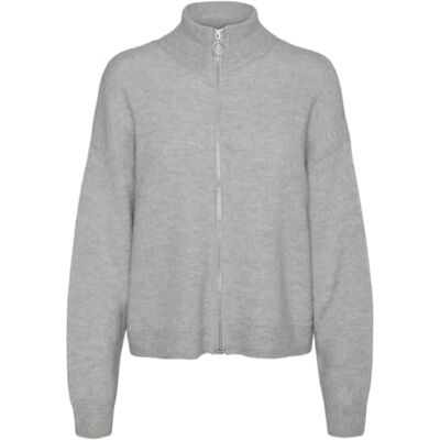 VERO MODA Vmpalma Ls hög hals dragkedja cardigan Noos kofta, Ljusgrå melange, S VERO MODA Vmpalma Ls hög hals dragkedja cardigan Noos kofta, Ljusgrå melange, S