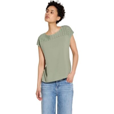 Street One T-shirt med virkad struktur, Mjuk moss grön, 42 Street One T-shirt med virkad struktur, Mjuk moss grön, 42