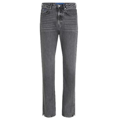 KARL LAGERFELD JEANS , kvinnor, hög midja rak w/slit, raka ben, mellangrå, 3032, GRÅ, 30W / 32L KARL LAGERFELD JEANS , kvinnor, hög midja rak w/slit, raka ben, mellangrå, 3032, GRÅ, 30W / 32L