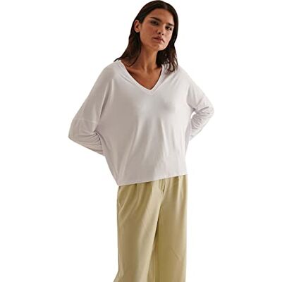NA-KD Dam V-ringad tröja topp cami-skjorta, Vitt, XL NA-KD Dam V-ringad tröja topp cami-skjorta, Vitt, XL