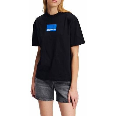 KARL LAGERFELD JEANS , Dam, Vanlig Kortärm Box Logo T-Shirt, Vanlig Fit, Svart, XL KARL LAGERFELD JEANS , Dam, Vanlig Kortärm Box Logo T-Shirt, Vanlig Fit, Svart, XL