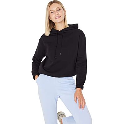 Trendyol Dam huva vanlig vanlig sweatshirt, svart, S, Svart Trendyol Dam huva vanlig vanlig sweatshirt, svart, S, Svart