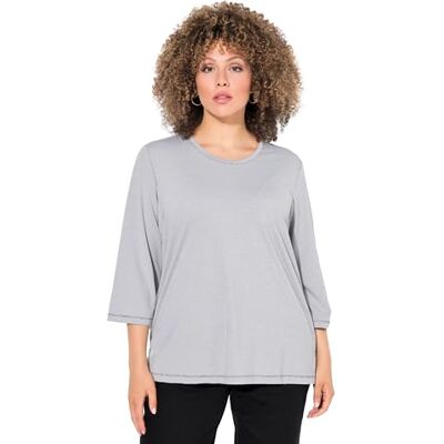 Ulla Popken damer stora storlekar överdimensionerade plus size t-shirt, dekorativa sömmar, rund hals, halvärm 832390, Grafitgrå, 50-52 Ulla Popken damer stora storlekar överdimensionerade plus size t-shirt, dekorativa sömmar, rund hals, halvärm 832390, Grafitgrå, 50-52