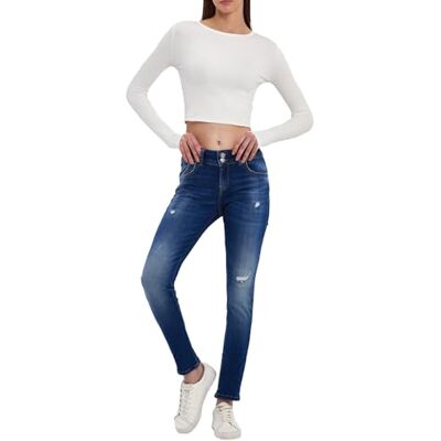 LTB damjeans Molly M – smal passform med medelhög midja och dragkedja i blått av bomullsblandning – storlek W27L28, Darcila Wash 55181, 27W / 28L LTB damjeans Molly M – smal passform med medelhög midja och dragkedja i blått av bomullsblandning – storlek W27L28, Darcila Wash 55181, 27W / 28L