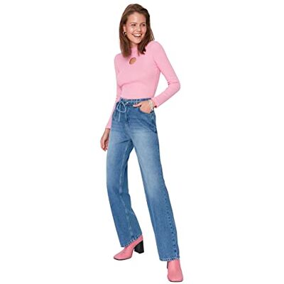 Trendyol Damjeans med hög midja, vida ben, 90-tal, vida ben, jeans, BLÅ, 68 SE Trendyol Damjeans med hög midja, vida ben, 90-tal, vida ben, jeans, BLÅ, 68 SE