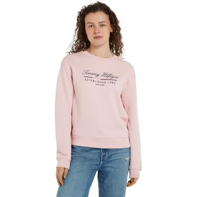 Tommy Hilfiger Dam MDRN REG SCRIPT C-NK SWTSHRT WW0WW43574, Pullover sweatshirt, rosa, XL, Rosa (delikat rosa), XL Tommy Hilfiger Dam MDRN REG SCRIPT C-NK SWTSHRT WW0WW43574, Pullover sweatshirt, rosa, XL, Rosa (delikat rosa), XL