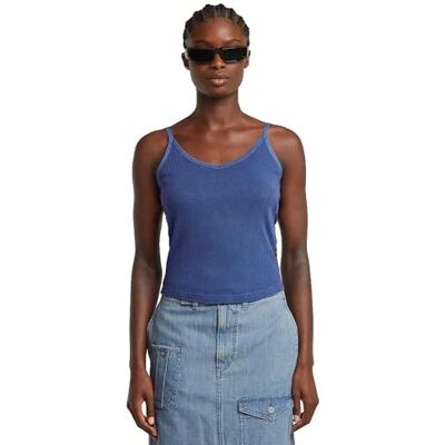 G-STAR dam spaghetti Strap Rib Top Wmn t-shirt, Blå (Mid Blue Gd D26612-d968-h362), XL G-STAR dam spaghetti Strap Rib Top Wmn t-shirt, Blå (Mid Blue Gd D26612-d968-h362), XL