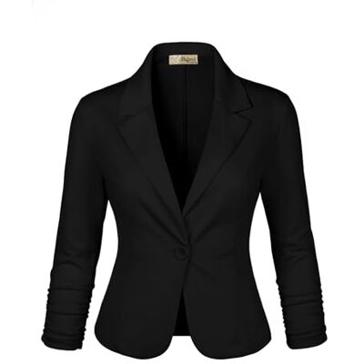 Hybrid & Company kvinnors lättvikt vardaglig arbete kontor stretch Ponte cardigan blazer jacka tillverkad i USA, Svart, S Hybrid & Company kvinnors lättvikt vardaglig arbete kontor stretch Ponte cardigan blazer jacka tillverkad i USA, Svart, S