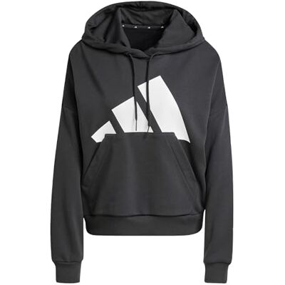adidas dam Essentials Big Logo French Terry Loose Hoodie Sweatshirt, Black/White, XXL adidas dam Essentials Big Logo French Terry Loose Hoodie Sweatshirt, Black/White, XXL