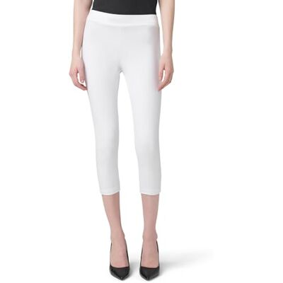 HUE Wide Waistband för kvinnor, Blackout Cotton Capri-leggings, blandade strumpor, Vit, XL HUE Wide Waistband för kvinnor, Blackout Cotton Capri-leggings, blandade strumpor, Vit, XL