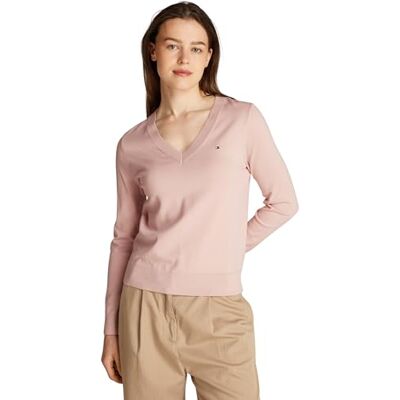 Tommy Hilfiger dam CO Jersey Stitch V-NK tröja WW0WW40098 pullover tröja, rosa, 3XL, Rosa (dimmig rosa), 3XL Tommy Hilfiger dam CO Jersey Stitch V-NK tröja WW0WW40098 pullover tröja, rosa, 3XL, Rosa (dimmig rosa), 3XL