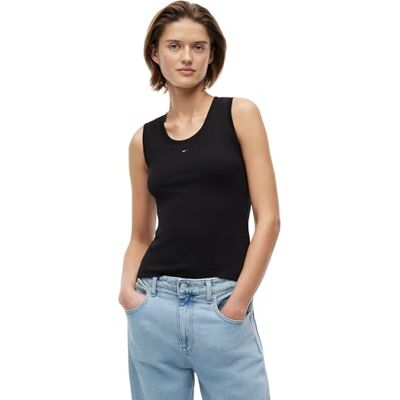 Tommy Jeans Kvinnor TJW ESSENTIAL RIB TANK EXT Övriga T-shirts, Svart, L, svart (svart), L Tommy Jeans Kvinnor TJW ESSENTIAL RIB TANK EXT Övriga T-shirts, Svart, L, svart (svart), L