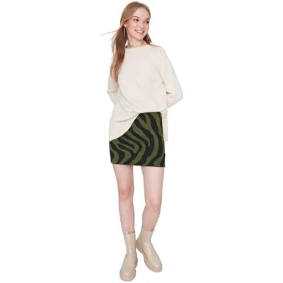 Trendyol Dam mini bodycon Basics tröja kjol, Grün, S Trendyol Dam mini bodycon Basics tröja kjol, Grün, S