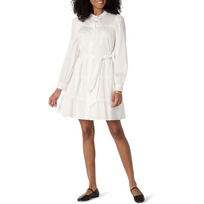 Amazon Essentials damklänning med normal passform, bomull, satin, nivåer, skjorta, Vitt, XL Amazon Essentials damklänning med normal passform, bomull, satin, nivåer, skjorta, Vitt, XL