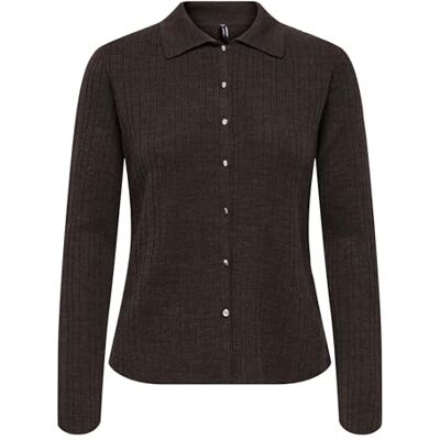 ONLY Onlthea Ls Button Polo cardigan KNT, Choklad tårta, S ONLY Onlthea Ls Button Polo cardigan KNT, Choklad tårta, S
