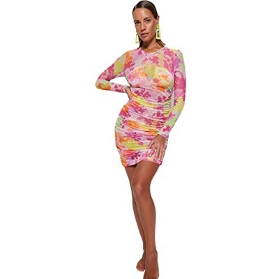 Trendyol Dam bodycon anpassad vävd klänning, Mycket färgglad, 38 Trendyol Dam bodycon anpassad vävd klänning, Mycket färgglad, 38