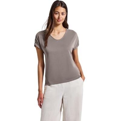 Street One Silk-look skjorta med prägling, Mörkt tumbled beige, 46 Street One Silk-look skjorta med prägling, Mörkt tumbled beige, 46
