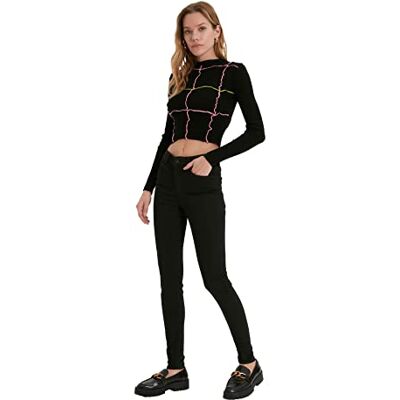 Trendyol Dam svart normal midja skinny jeans, svart, 32 SE Trendyol Dam svart normal midja skinny jeans, svart, 32 SE