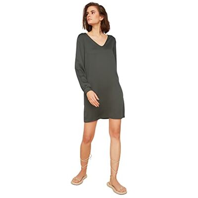 Trendyol Dam Mini Shift Regular Fit tyg klänning, kaki, 36 Trendyol Dam Mini Shift Regular Fit tyg klänning, kaki, 36