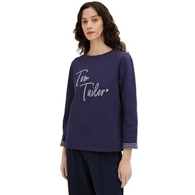 TOM TAILOR Damer Sweatshirt 1036581, 11331 Atlantic Ocean Blue, XXS TOM TAILOR Damer Sweatshirt 1036581, 11331 Atlantic Ocean Blue, XXS