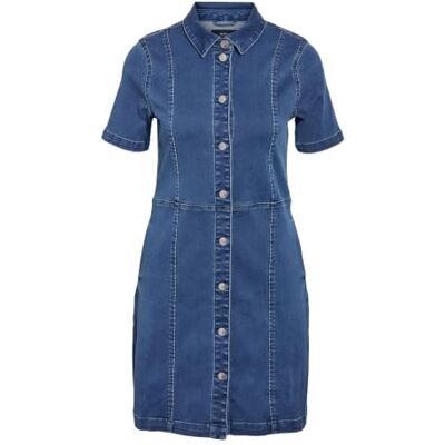 NOISY MAY NMNISA S/S Slim Denim Dress VI526BL NOOS kvinnor kort klänning blå basics, streetwear, blå, M NOISY MAY NMNISA S/S Slim Denim Dress VI526BL NOOS kvinnor kort klänning blå basics, streetwear, blå, M