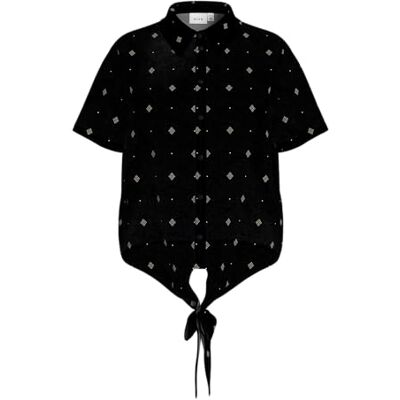 Vila Viprisilla Print S/S knut t-shirt/1, Svart skönhet, 42 Vila Viprisilla Print S/S knut t-shirt/1, Svart skönhet, 42