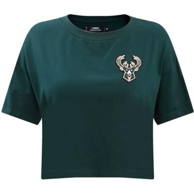 Pro Standard NBA dam klassisk bomull chenille kortärmad t-shirt, Skogsgrön, M Pro Standard NBA dam klassisk bomull chenille kortärmad t-shirt, Skogsgrön, M