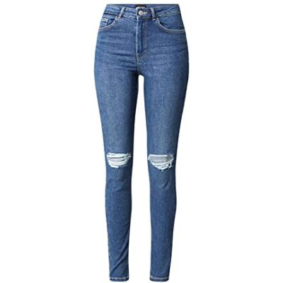 PIECES Dam PCHIGHFIVE Flex MB629 DST JNS NOOS BC jeansbyxor, medium blå denim, S PIECES Dam PCHIGHFIVE Flex MB629 DST JNS NOOS BC jeansbyxor, medium blå denim, S