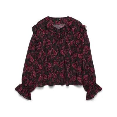VERO MODA Vmpetra Ls Shirt WVN Ga Noos, svart, XL VERO MODA Vmpetra Ls Shirt WVN Ga Noos, svart, XL
