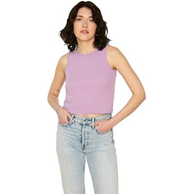 Trendyol Kvinnors lila attack stickad idrottare t-shirt, stor Trendyol Kvinnors lila attack stickad idrottare t-shirt, stor