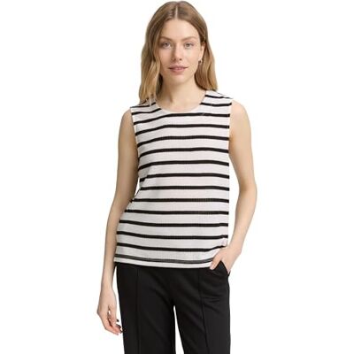 TOM TAILOR damtopp, 38305 – svart off white randig, 3XL TOM TAILOR damtopp, 38305 – svart off white randig, 3XL