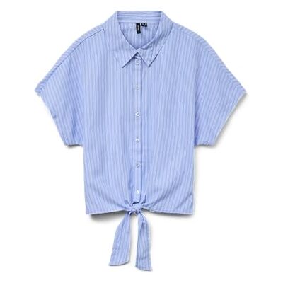 VERO MODA dam Vmfanni Ss Short Tie Shirt WVN Ga, hydrangea, XS VERO MODA dam Vmfanni Ss Short Tie Shirt WVN Ga, hydrangea, XS