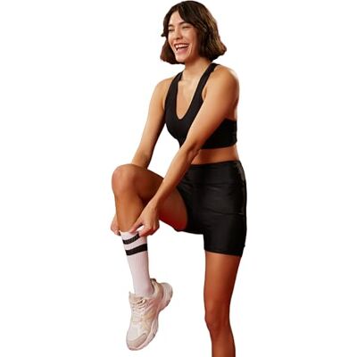 Koton Ribbed Biker High Rise Leggings för kvinnor, Svart (999), XS Koton Ribbed Biker High Rise Leggings för kvinnor, Svart (999), XS