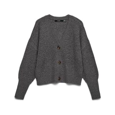 VERO MODA VMLEA LS V-hals manschett cardigan NOOS, Asfalt/detalj: w. Phantom/Tornado, XS VERO MODA VMLEA LS V-hals manschett cardigan NOOS, Asfalt/detalj: w. Phantom/Tornado, XS
