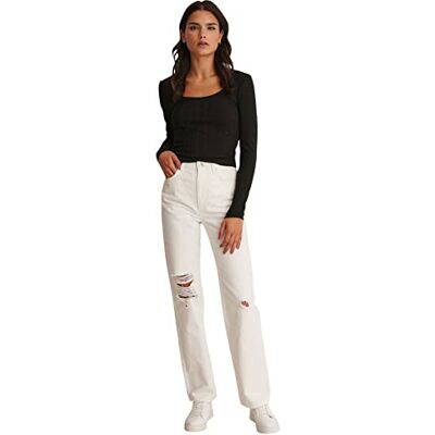 NA-KD dam Ribbad Rund Hals Topp Cami-skjorta NA-KD dam Ribbad Rund Hals Topp Cami-skjorta