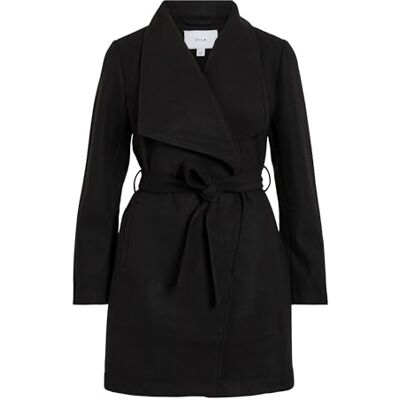 Vila dam Vicooley Collar Belt Coat-Noos kort kappa, svart, 44 Vila dam Vicooley Collar Belt Coat-Noos kort kappa, svart, 44