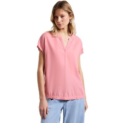 Street One damer delad hals blus i enfärgad, Blush Peach, 36 Street One damer delad hals blus i enfärgad, Blush Peach, 36