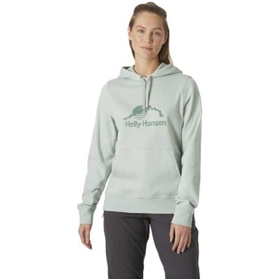 Helly Hansen kvinnors W Nord grafisk pullover huvtröja sweatshirt med huva, 462 Grön dimma, XS Helly Hansen kvinnors W Nord grafisk pullover huvtröja sweatshirt med huva, 462 Grön dimma, XS