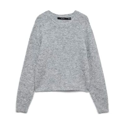 VERO MODA VMNOVAH LS O-hals tröja GA NOOS, Medium grå melerad, XS VERO MODA VMNOVAH LS O-hals tröja GA NOOS, Medium grå melerad, XS