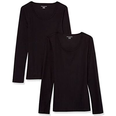 Amazon Essentials kvinnors Slim-Fit Rib Scoop Neck Rib tröja (finns i plusstorlek), paket med 2, svart/kol Heather, X-Small Amazon Essentials kvinnors Slim-Fit Rib Scoop Neck Rib tröja (finns i plusstorlek), paket med 2, svart/kol Heather, X-Small