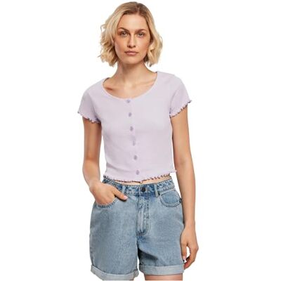 Urban Classics Kvinnors kvinnor skuren knäppning ribbad T-shirt T-shirt, lila, 4XL Urban Classics Kvinnors kvinnor skuren knäppning ribbad T-shirt T-shirt, lila, 4XL