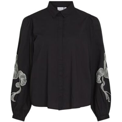 Vila Vivesta L/S broderad skjorta, Svart skönhet, 36 Vila Vivesta L/S broderad skjorta, Svart skönhet, 36