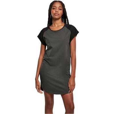 Urban Classics Damklänning, kontrast, raglan, t-shirt, klänning med färgkontrasterande ärmar, finns i många färger, storlekar XS – 5XL, kol/svart, S Urban Classics Damklänning, kontrast, raglan, t-shirt, klänning med färgkontrasterande ärmar, finns i många färger, storlekar XS – 5XL, kol/svart, S