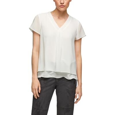 s.Oliver BLACK LABEL Damer Layering-blus i chiffong, Krämfärgad, 40 SE s.Oliver BLACK LABEL Damer Layering-blus i chiffong, Krämfärgad, 40 SE