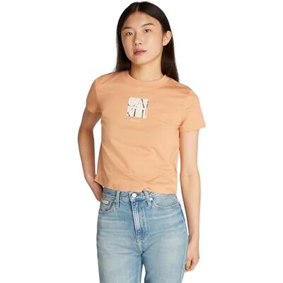 Calvin CK JEANS S/S T-shirt för kvinnor, Rosa (dammig korall), XXS Calvin CK JEANS S/S T-shirt för kvinnor, Rosa (dammig korall), XXS